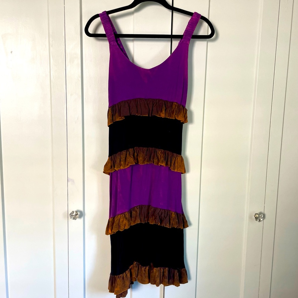 Hippy purple ruffle dress - size S